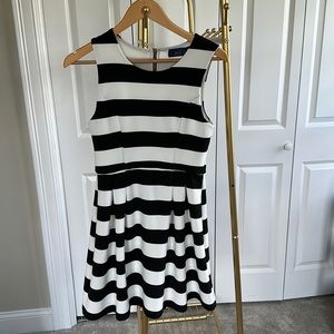 Black and white striped dress